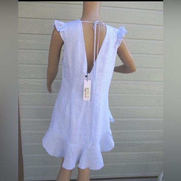 Designer Light Blue Ruffle Mini Dress - Picture 5 of 8
